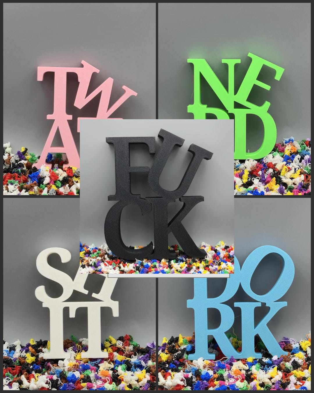 Custom Stacked 4-Letter Word Sign – Funny 3D Printed Decor