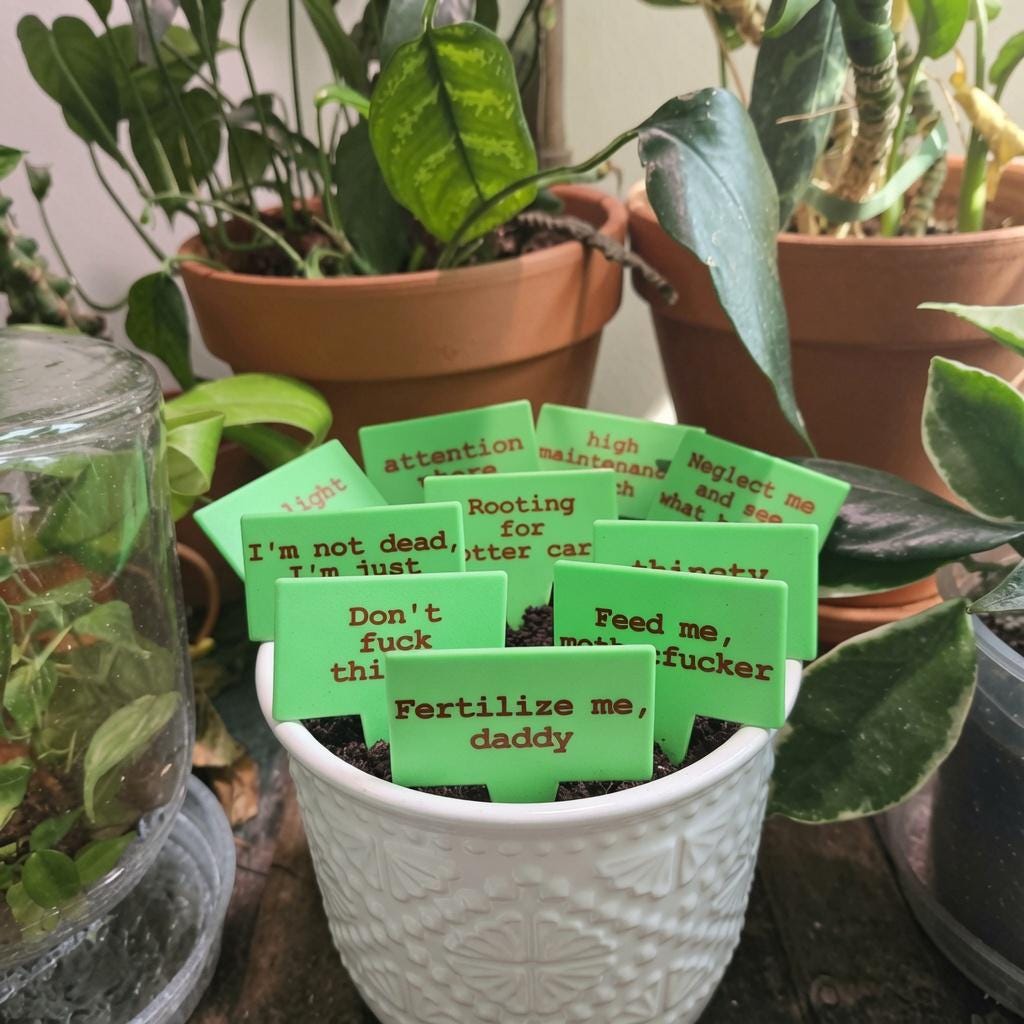 Sarcastic Plant Stakes Set of 10 – Funny 3D Printed Plant Markers